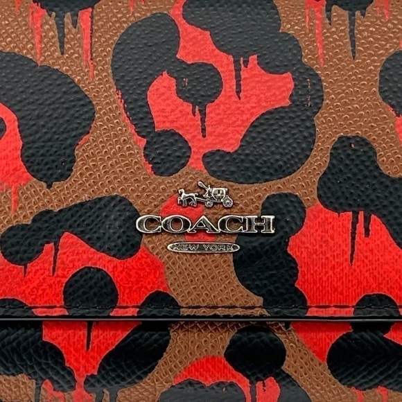 Coach Wild Beast RARE Leopard Orange Brown Animal Print Leather Wallet NWOT - Picture 6 of 10